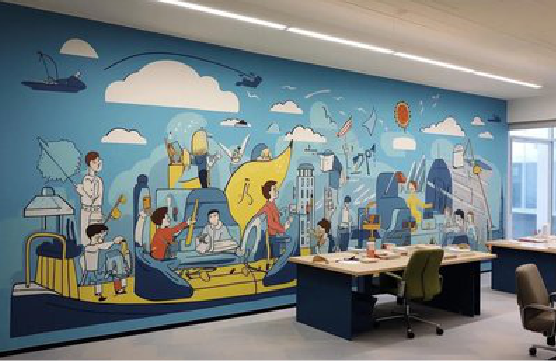 留坝办公室墙绘的特点。